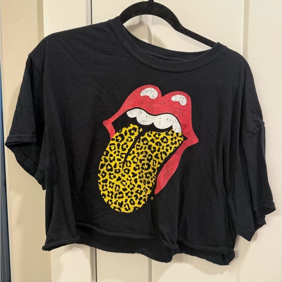 the Rolling Stones Other - The Rolling Stones Black Crop Graphic Tee